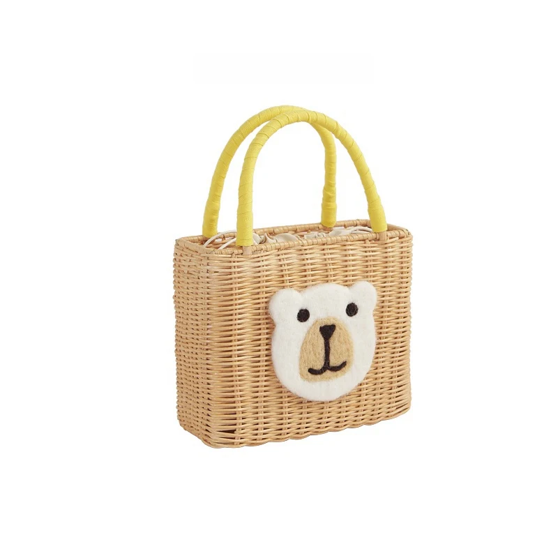 Bolsa de palha casual artesanal em formato de urso, portátil e perfeita para o verão, festas, encontros e piqueniques. — foto 1
