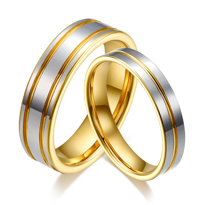 18K Goldener Wolframring für Damen und Herren, Paarringe, extrem widerstandsfähig, stilvoller Schmuck für Paare — foto 9