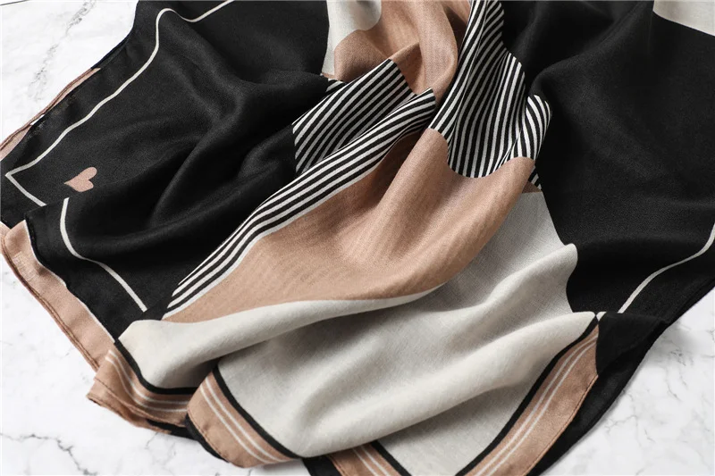 Title 5, Simple Geometric Striped Scarf Womens Contrast...