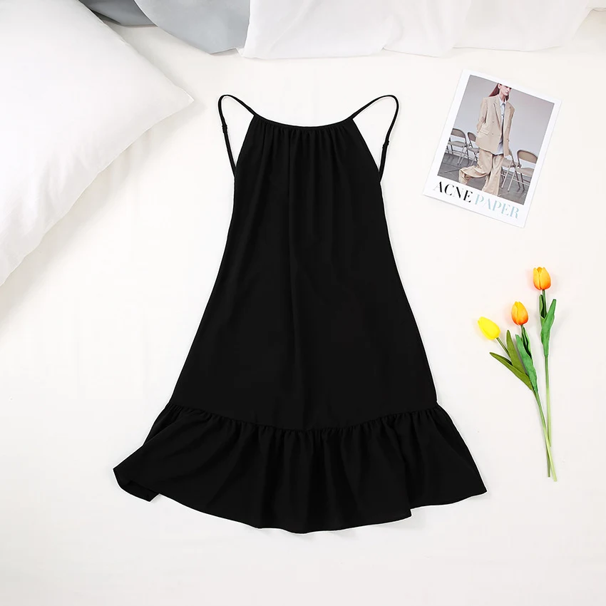 Title 10, Summer Thin With Shoulder-straps Backless Ruffl...