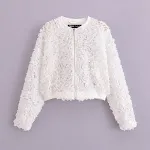 Women's Flower Decoration Loose Short Jacket, perfect for casual and stylish outfits. A lightweight, comfortable jacket — photo 7