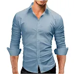Men's Slim-fit Long-sleeved Solid Color Simple Formal Shirt, perfect for professional settings, offering a comfortable a — photo 11