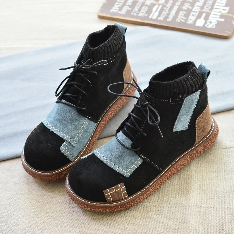 Sapatos de algodão com bloco de cores, bico redondo, sola grossa, dedão grande e fleece. Conforto e estilo para seus pés! — foto 9