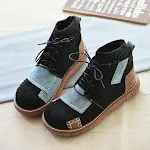 Sapatos de algodão com bloco de cores, bico redondo, sola grossa, dedão grande e fleece. Conforto e estilo para seus pés! — foto 9