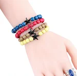 Pulseira com estrela do mar criativa, turquesa, rocha vulcânica e contas de porcelana branca. Design elegante e artesanal. — foto 20
