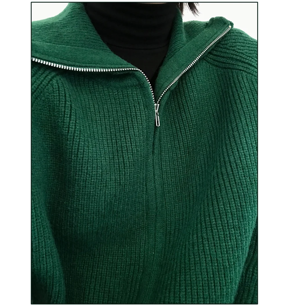 Title 8, Damski płaszcz retro French Dark Green Sweater ...