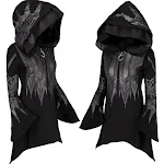 Sudadera con capucha de Halloween para mujer, suéter largo estampado Punk negro con capucha — foto 8
