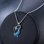 Colar com pingente de opala azul, joia para presente para mulheres, acessório elegante e charmoso para realçar sua beleza. — foto 3