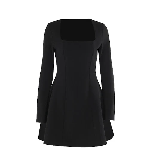 Title 10, Womens Slim Fit Square Collar Long Sleeve Dres...