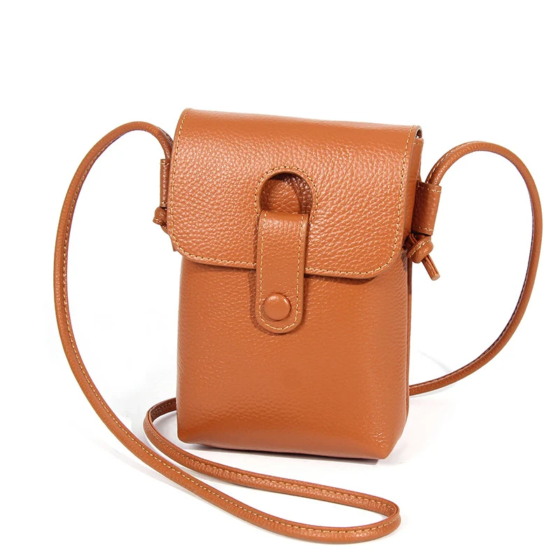 Bolsa feminina transversal de couro de primeira camada, pequena e leve, moderna, um ombro, de alta qualidade. — foto 5
