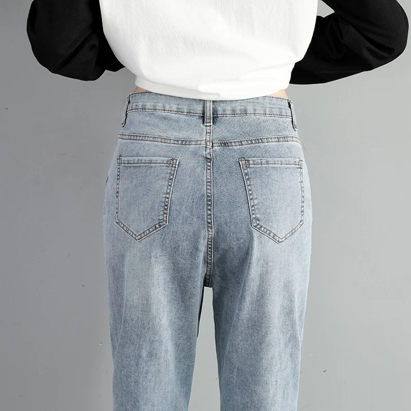 Women's Fashion Loose Straight High Waist Stretch Jeans – Comfortable fit, stylish design, and flattering high waist for — photo 2