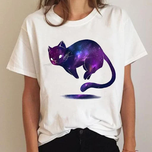 Title 25, Womens Short Sleeve Cat Print