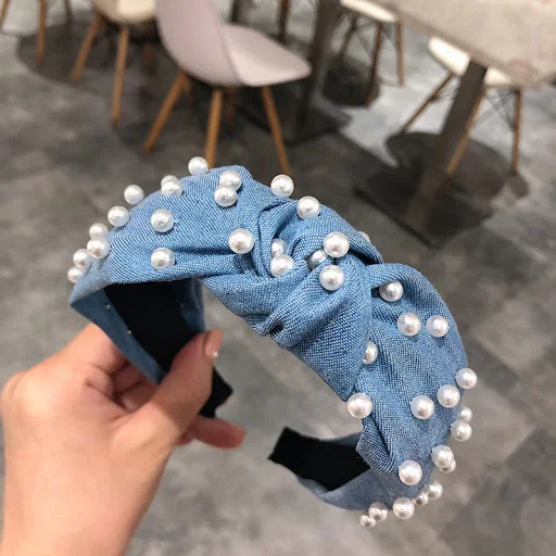 Title 1, Pearl Style Headband Fashionable Middle Knotted...