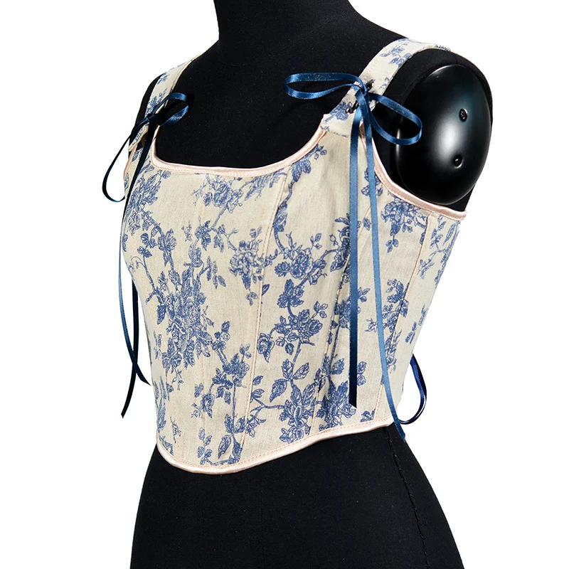 Title 5, Franse bijgesneden tanktop met visgraatmotief e...