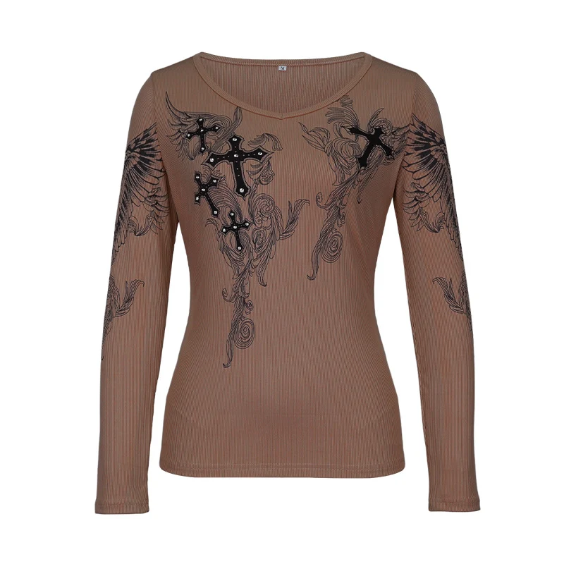 Title 2, Hot Diamond Print Round Neck Long-sleeved Botto...