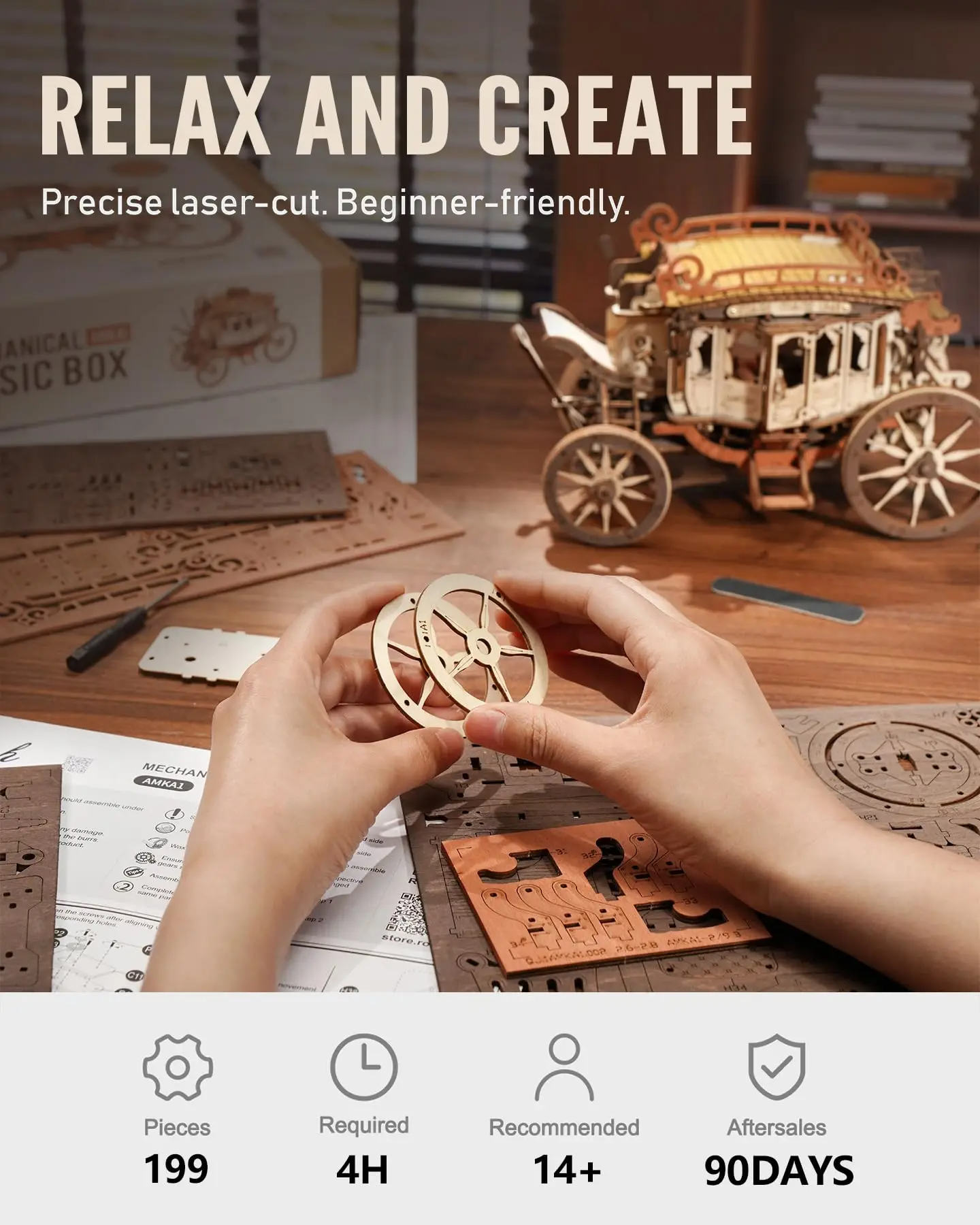 Title 5, Robotime Rokr Stagecoach Music Box Quebra-cabeç...