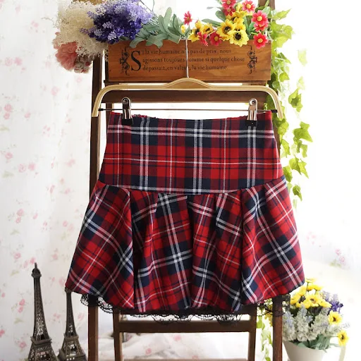 Title 4, Wholesale Scottish plaid skirt with fluffy plea...
