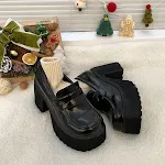 Mary Jane Short Heel High Heels for Women, British Platform Loafers, Leather Shoes. Small height-increasing design for a — photo 10