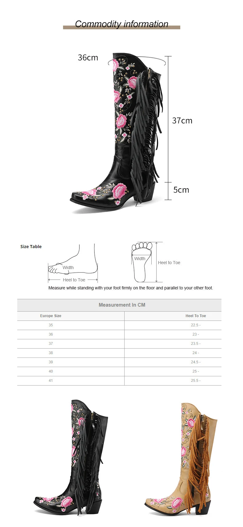 Title 1, Botas ocidentais altas com mangas de borla e re...