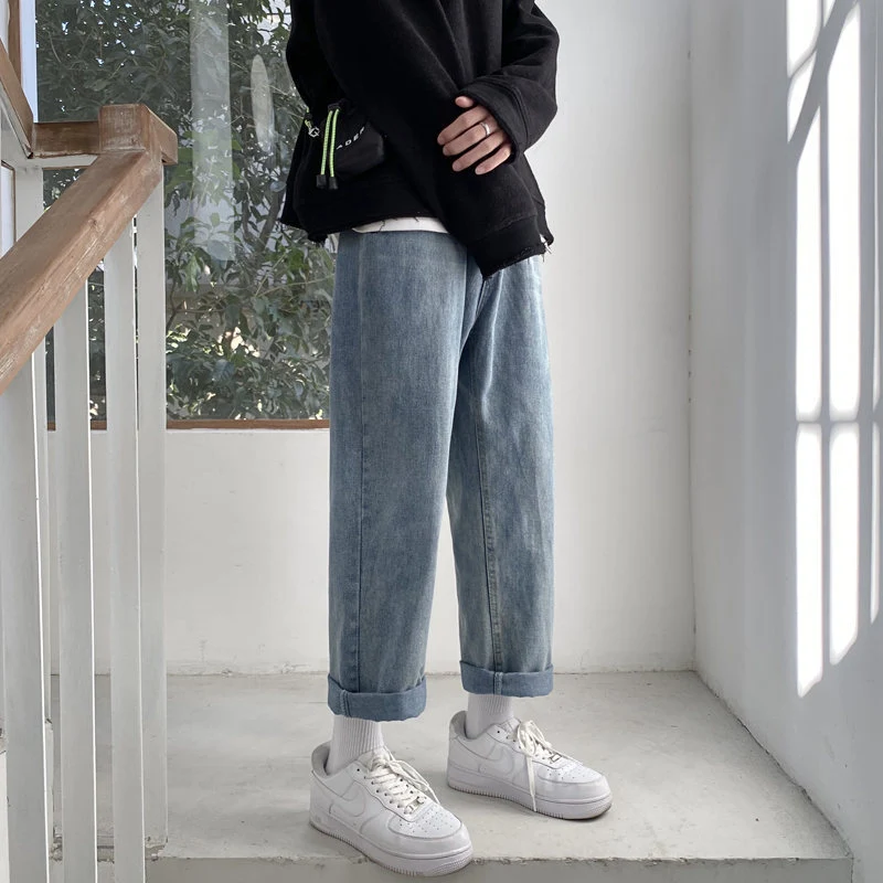 Dames losse casual jeans met wijde pijpen en rechte pijp. Comfortabel en stijlvol voor een relaxte look. Ideaal voor dagelijks gebruik. — foto 6