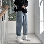 Dames losse casual jeans met wijde pijpen en rechte pijp. Comfortabel en stijlvol voor een relaxte look. Ideaal voor dagelijks gebruik. — foto 6