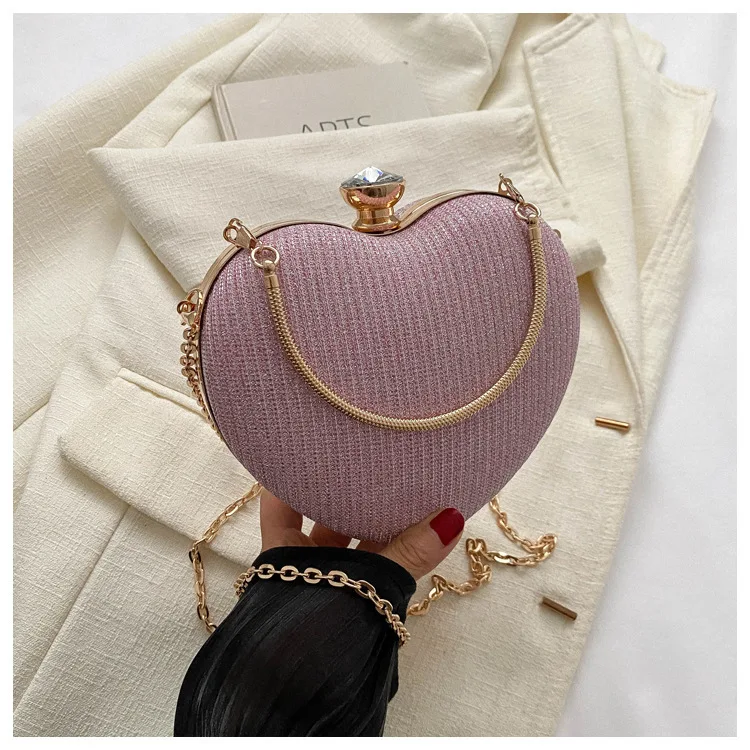 Title 23, Evening Clutch Bag for Women, Shiny Heart-Shape...