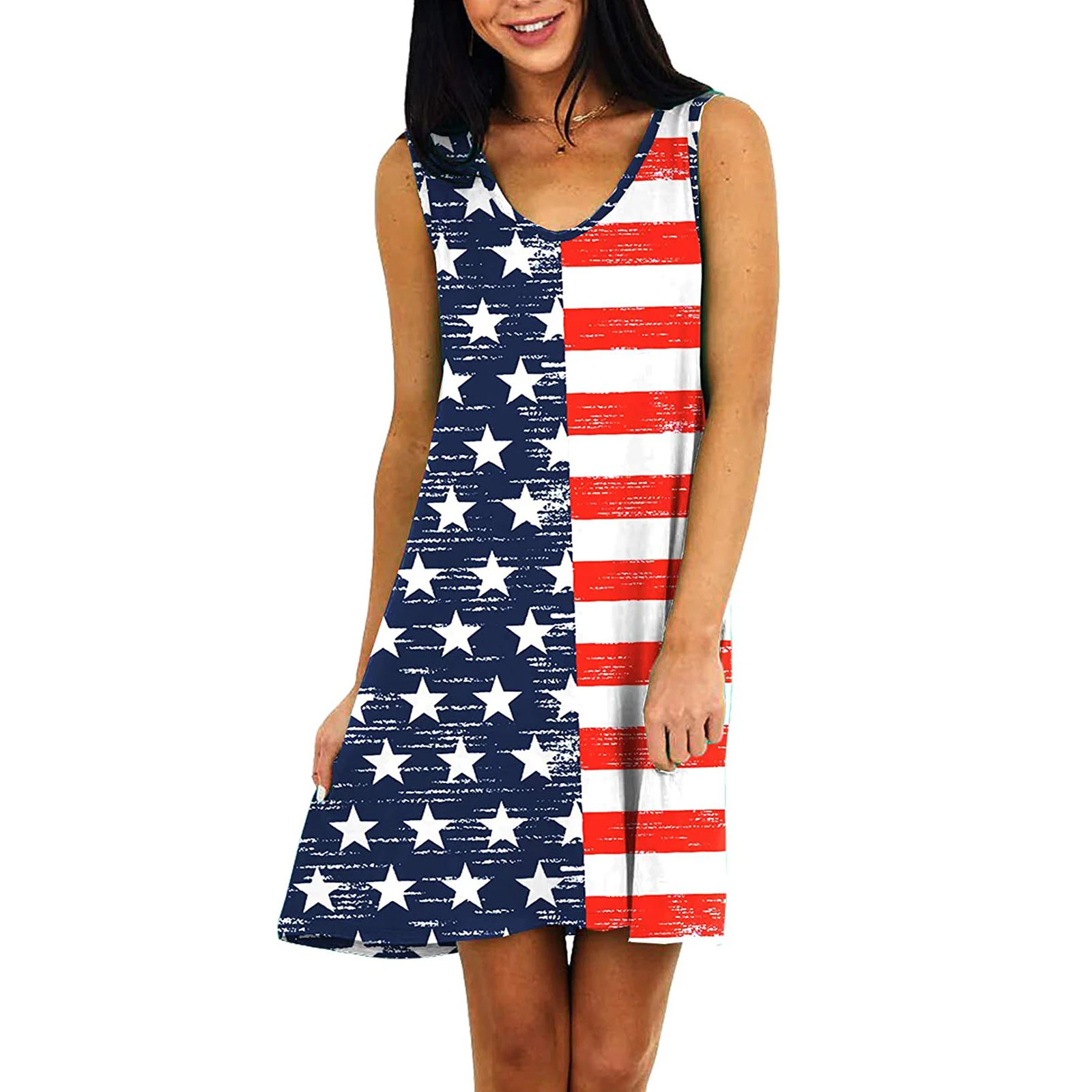 Title 10, Womens Printed Pocket Mid-length Vest Dress
