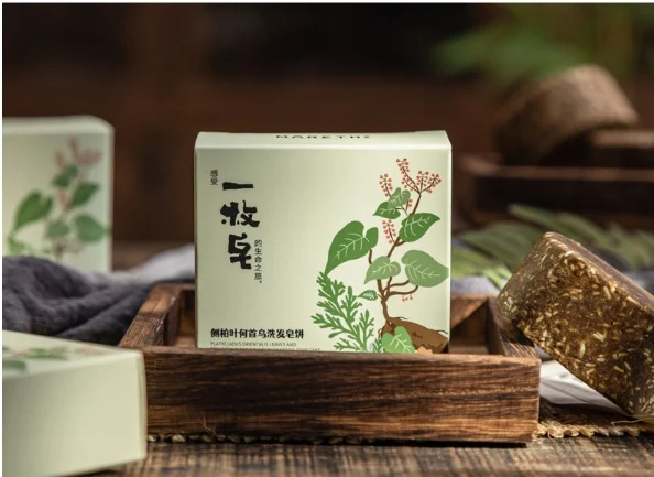 Kruiden shampoo zeepblok met Chinese Arborvitae en Polygonum multiflorum voor thuis, voedt en versterkt het haar — foto 6
