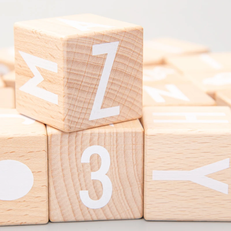 Title 4, Large solid wood building blocks, educational t...