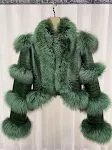 Elegant Bright Patent Leather Pattern Sheepskin Fashion Short Fox Fur Coat, offering a sophisticated and stylish outerwe — photo 19