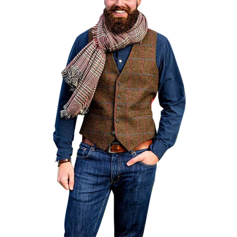 Title 4, Colete masculino Temperament Fashion com decote...