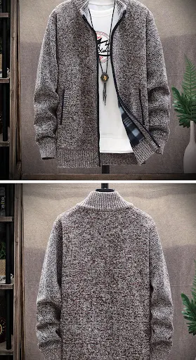 Title 6, Mens stand-up collar cardigan sweater. A versa...