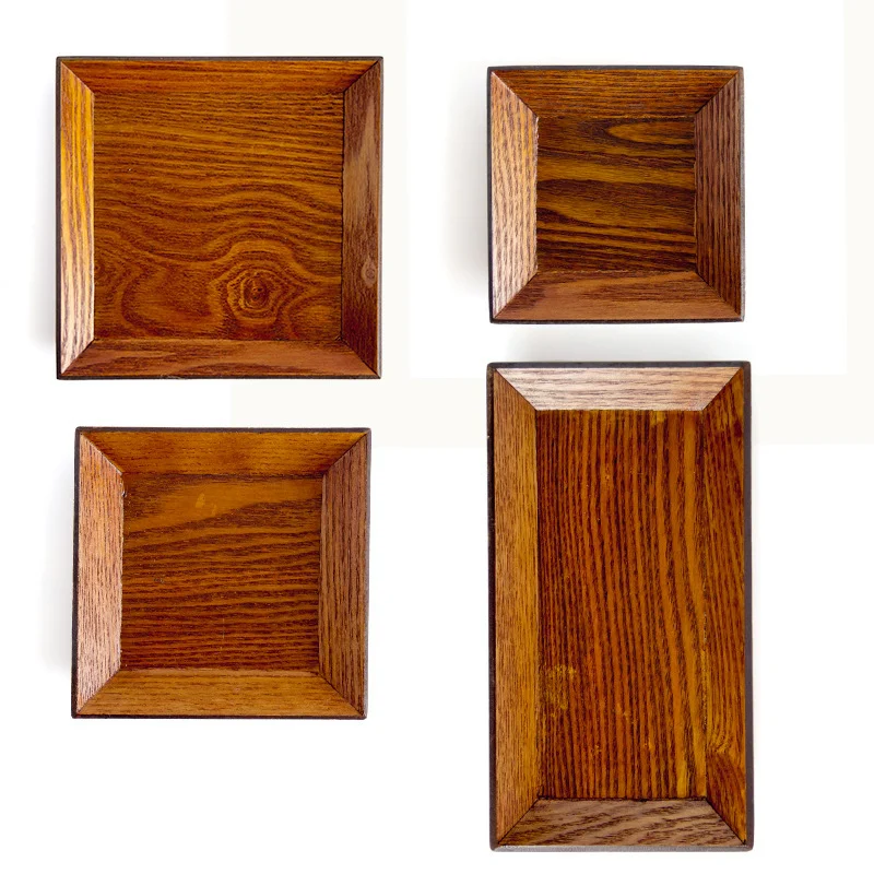Title 4, 1PCS Square Wooden Plate Set Premium Acacia Woo...