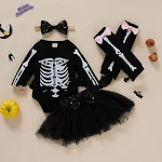 Pagliaccetto estivo di Halloween per ragazze, divertente stampa a un pezzo con gonna in rete, perfetto per feste e giochi. — foto 13