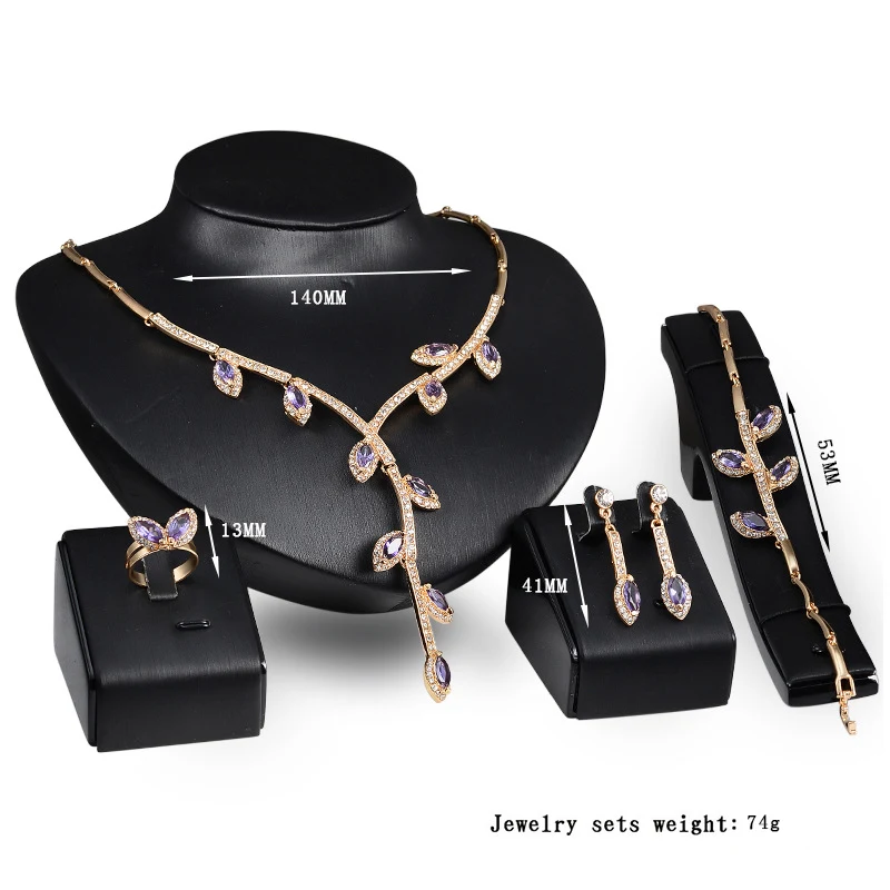 Conjunto criativo de colar, brincos, pulseira e anel com design de galho, ideal para um visual elegante e sofisticado. — foto 5