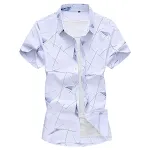Men Short Sleeve Cotton Flower Shirt Mens Dress Shirts Stay cool and stylish with this floral shirt. Perfect for casual — photo 2