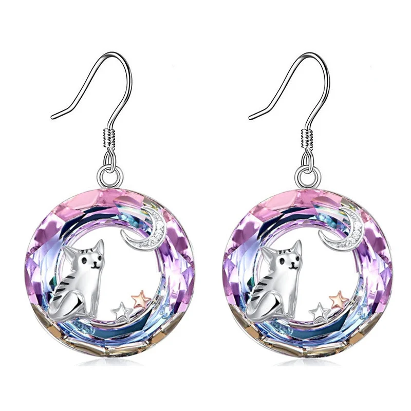 Colar XINGX de cristal colorido e criativo com design de gato fofo e lua, perfeito para expressar sua personalidade única. — foto 2