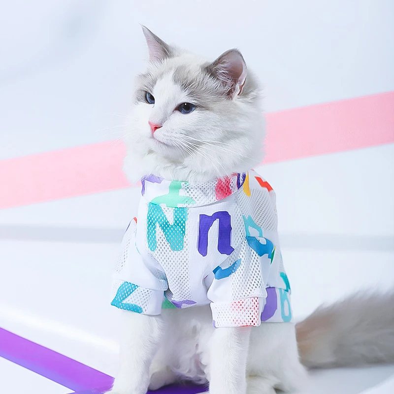 Ropa para gatos Anti caída de pelo Chaleco lindo Azul Protege y viste a tu felino con estilo, reduciendo la pérdida de pelo, ¡ideal! — foto 1