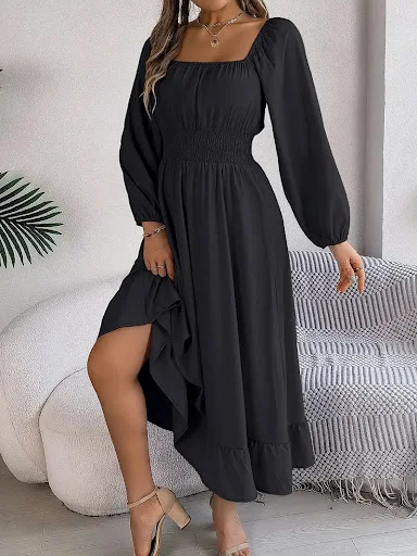 Title 28, Elegant Casual Ruffled Solid Color Square Colla...
