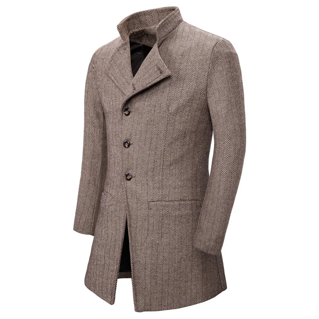 Title 5, Mens Medium Length Windbreaker Casual Woolen C...