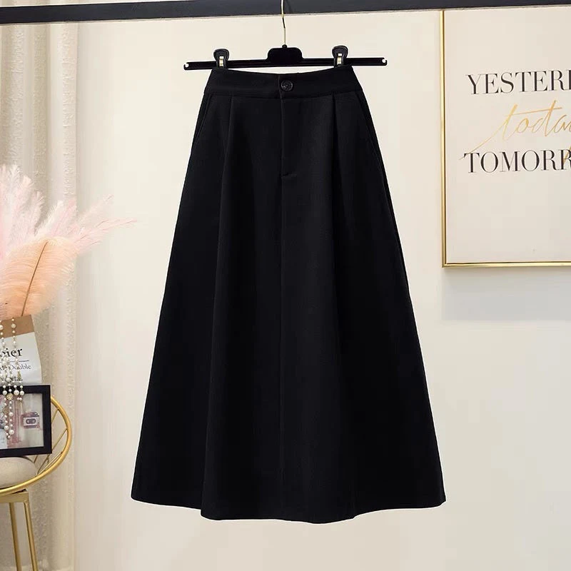 Falda Plus Size Hepburn de Lana Estilo A-Line Otoño Invierno, Falda Paraguas, Elegancia y Comodidad para un Look Sofisticado — foto 10