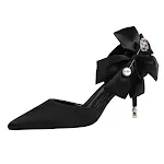 Satin High Heels Bow Sexy Pearl Sandals. Enhance your elegance with these stunning sandals, perfect for special occasion — photo 7