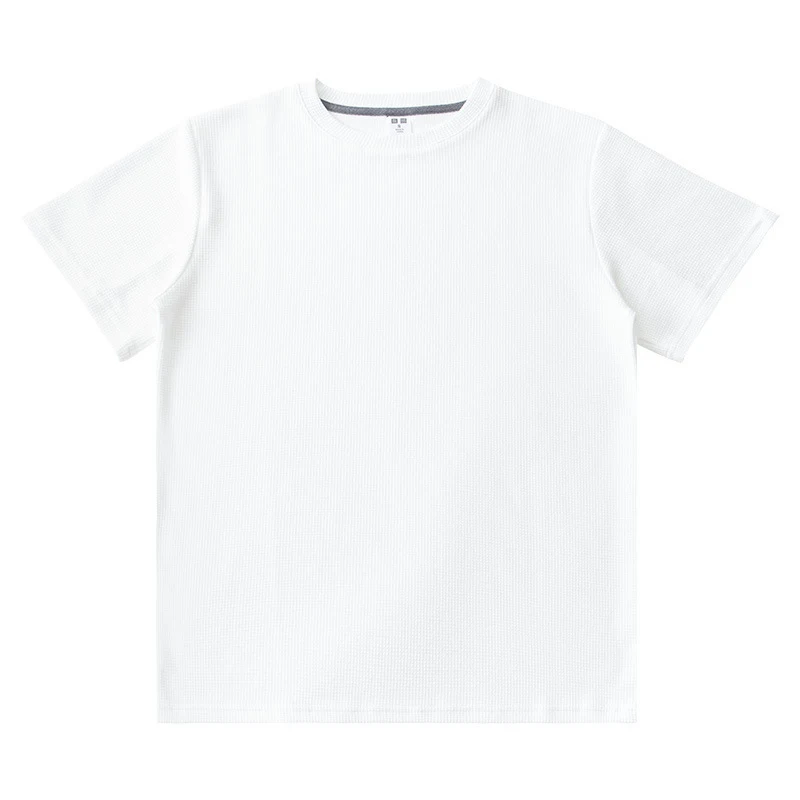 Męski t-shirt z dzianiny z krótkim rękawem, gładki, luźny krój, pasuje do wszystkiego, idealny na co dzień i na różne okazje. — zdjęcie 2