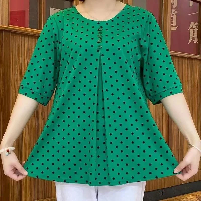 Title 6, Plus Size Womens Polka Dot T-shirt Korean Styl...