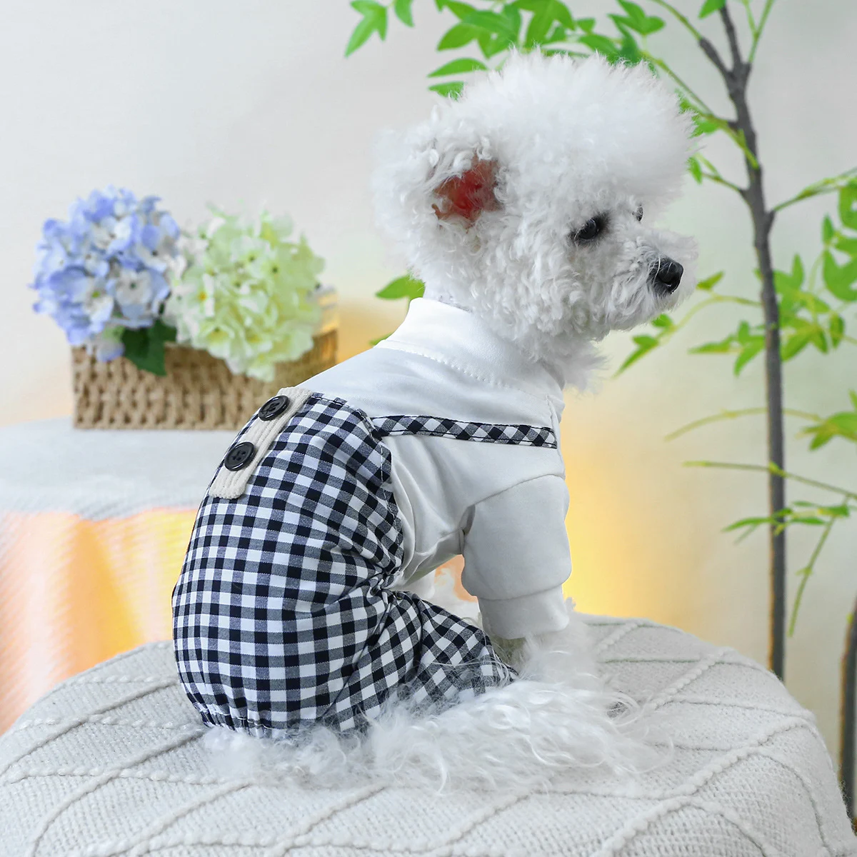 Fashion Personalized Pet Dog Plaid Overalls Dress Your Pup in Style Comfortable and Adjustable Dog Clothing Unique Plaid — photo 10
