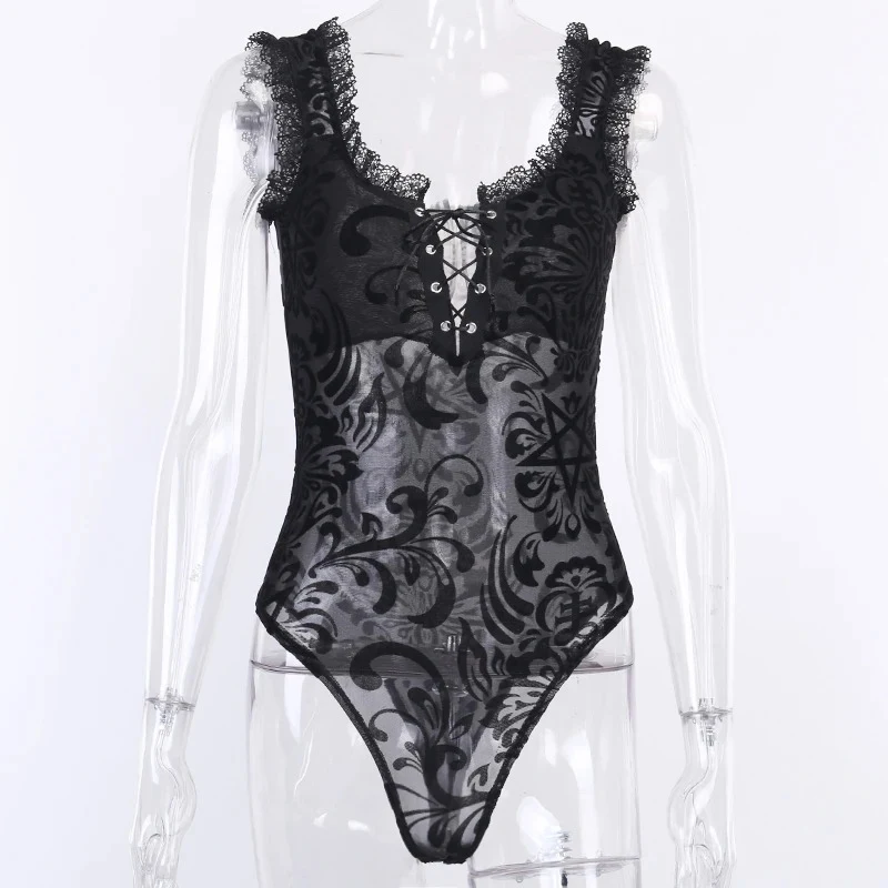 Title 7, Jumpsuit da donna in pizzo con scollo quadrato ...