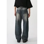 Jean vintage délavé taille haute, poche avant, coupe droite et ample, parfait pour un look décontracté et confortable au quotidien. — photo 3