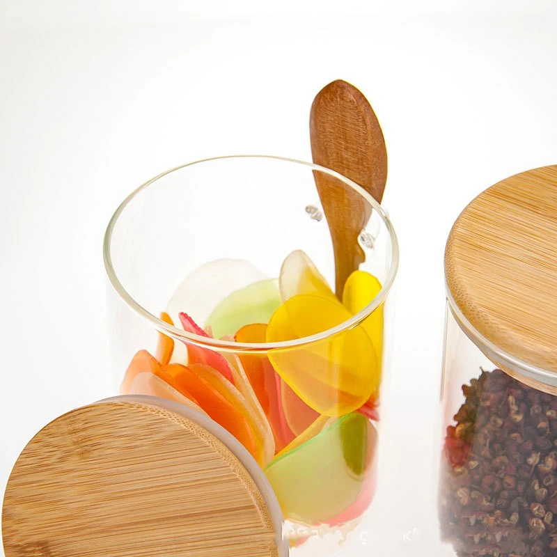 Title 4, Round Jar With Small Spoon Kitchen Grain Storag...