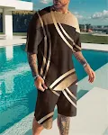 Novo Conjunto Coreano Masculino Impressão 3D Camiseta Digital Elegante Terno Casual Duas Peças Venda Direta de Fábrica — foto 11