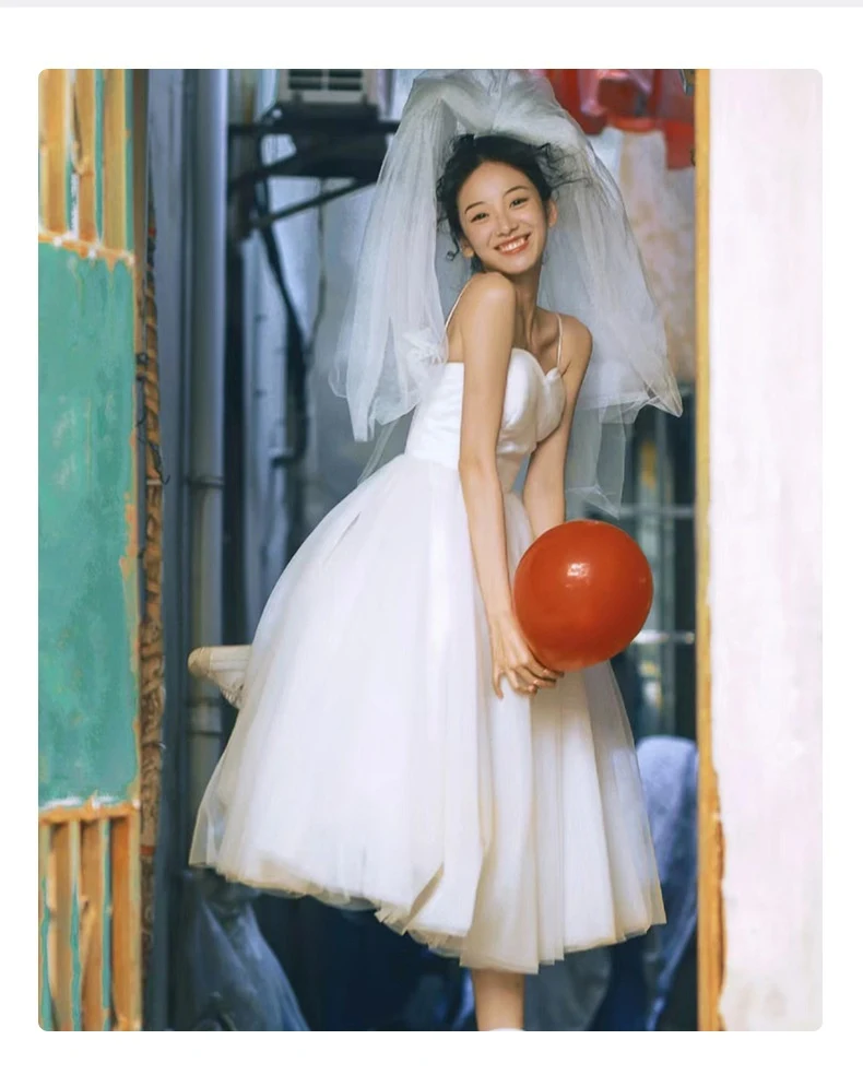 Title 9, Strap Light Wedding Dress French Retro Dress Da...